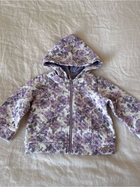 Mayoral Girl Purple Floral Print Zipper Jacket 9 Months